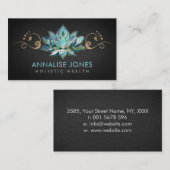 ティール（緑がかった色）マーブルエレガントロータスゴールデンオーナメント 名刺 (正面/裏面)