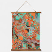 ティール(緑がかった色)マーブルフルードアーぶら下がったトペストリー 吊り下げ型タペストリー (正面)