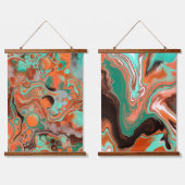 ティール(緑がかった色)マーブルフルードアーぶら下がったトペストリー 吊り下げ型タペストリー (ダブル)