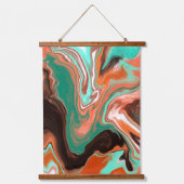 ティール(緑がかった色)マーブルフルードアーぶら下がったトペストリー 吊り下げ型タペストリー (正面2)