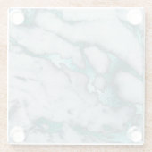 ティール（緑がかった色）マーブル ガラスコースター (裏面)