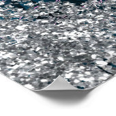 ティール(緑がかった色)マーメイドシルバーグリッター誕生日標識 ポスター (角)