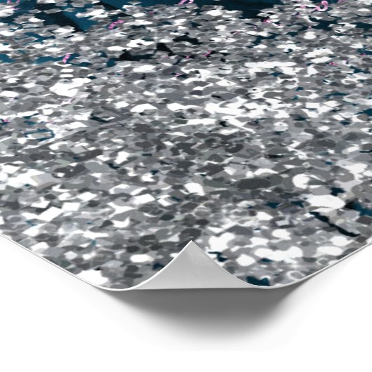 ティール（緑がかった色）マーメイドシルバーグリッター誕生日標識 ポスター (角)