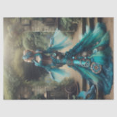 ティール(緑がかった色)マーメイドスチームパンクヴィンテージレディビクトリアンー 薄葉紙 (正面)