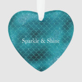 ティール（緑がかった色）マーメイドスパークル オーナメント (正面)