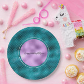 ティール（緑がかった色）マーメイドスパークル ペーパープレート (パーティー)