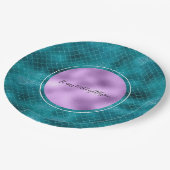 ティール（緑がかった色）マーメイドスパークル ペーパープレート (アングル)