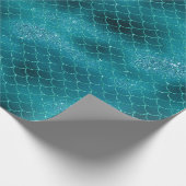 ティール（緑がかった色）マーメイドスパークル ラッピングペーパー (角)