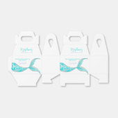 ティール（緑がかった色）マーメイドテールテーマ誕生日お願いボックス フェイバーボックス (折り畳みなし)