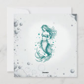 ティール(緑がかった色)マーメイドパーティー招待状 シーズンカード (裏面)