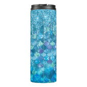 ティール(緑がかった色)マーメイドブルーはかりで測グリッタードリップ タンブラー (裏面)