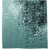 ティール(緑がかった色)マーメイド海グリッター#1 #shiny #decor シャワーカーテン (正面)