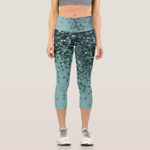 ティール(緑がかった色)マーメイド海グリッター#4 (フェイクグリッター) #art カプリレギンス (正面)