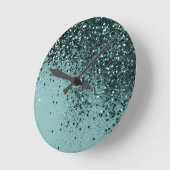 ティール(緑がかった色)マーメイド海グリッター#4 (フェイクグリッター) #art ラウンド壁時計 (傾斜)