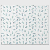 ティール(緑がかった色)ミストレトーホリデイ ラッピングペーパー (フラット)