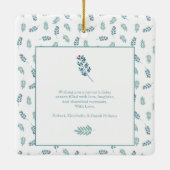 ティール(緑がかった色)ミストレートーホリデーオーナメント セラミックオーナメント (裏面)