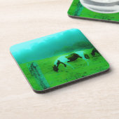 ティール（緑がかった色）ミストレ絵を描ト色ポニー馬 コースター (左側)