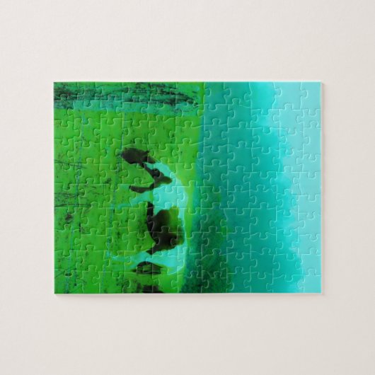 ティール（緑がかった色）ミストレ絵を描ト色ポニー馬 ジグソーパズル (横)