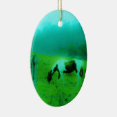 ティール（緑がかった色）ミストレ絵を描ト色ポニー馬 セラミックオーナメント (右)