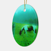 ティール（緑がかった色）ミストレ絵を描ト色ポニー馬 セラミックオーナメント (左)