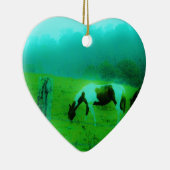 ティール（緑がかった色）ミストレ絵を描ト色ポニー馬 セラミックオーナメント (右)