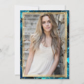 ティール（緑がかった色）ミッドナイトクリスタル銀河系Sweet sixteen写真 招待状 (裏面)