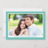 ティール（緑がかった色）ミニマルエレガントリスト結婚フォトスクリプト 招待状 (裏面)