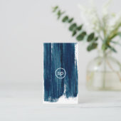 ティール(緑がかった色)ミニマルブラシストークデザイン 名刺 (スタンド正面)