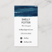 ティール(緑がかった色)ミニマルブラシストークデザイン 名刺 (裏面)