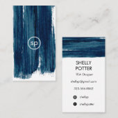 ティール(緑がかった色)ミニマルブラシストークデザイン 名刺 (正面/裏面)