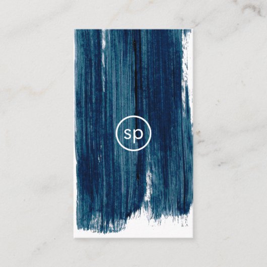 ティール(緑がかった色)ミニマルブラシストークデザイン 名刺 (正面)