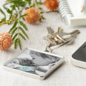 ティール（緑がかった色）ミニマル写真母の日キーチェーン キーホルダー (側面)