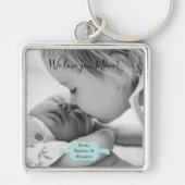 ティール（緑がかった色）ミニマル写真母の日キーチェーン キーホルダー (正面)