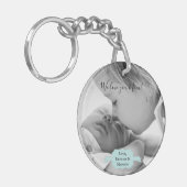 ティール(緑がかった色)ミニマル写真母の日キーチェーン キーホルダー (正面左)