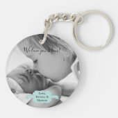 ティール(緑がかった色)ミニマル写真母の日キーチェーン キーホルダー (裏面)