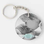 ティール(緑がかった色)ミニマル写真母の日キーチェーン キーホルダー (正面)