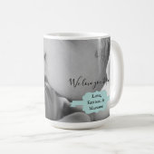 ティール(緑がかった色)ミニマル写真母の日コーヒーマグ コーヒーマグカップ (正面右)