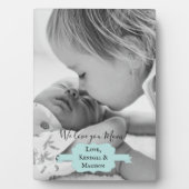 ティール(緑がかった色)ミニマル写真母の日プラーク フォトプラーク (正面)