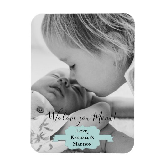 ティール(緑がかった色)ミニマル写真母の日マグネット マグネット (縦)