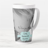 ティール（緑がかった色）ミニマル写真母の日ラテマグカップ カフェラテマグ (右アングル)