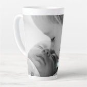 ティール（緑がかった色）ミニマル写真母の日ラテマグカップ カフェラテマグ (左アングル)