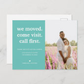 ティール（緑がかった色）ミニマル引っ越しました写真の移動 案内ポストカード (正面/裏面)