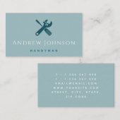 ティール（緑がかった色）ミニマル手作り保守建築 名刺 (正面/裏面)