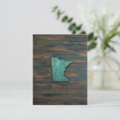 ティール（緑がかった色）ミネソ素朴タシェイプ サンキューカード (スタンド正面)