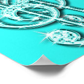 ティール（緑がかった色）ミュージックノートとスティレット65誕生日 ポスター (角)