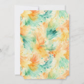 ティール(緑がかった色)ミントオレンジクリームピーコック抽象芸術 招待状 (裏面)