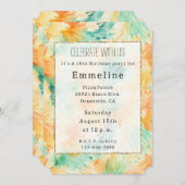 ティール(緑がかった色)ミントオレンジクリームピーコック抽象芸術 招待状 (正面/裏面)