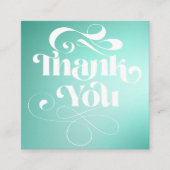 ティール(緑がかった色)ミントグラディエントのレトロなスクリプトの順感謝してい序 スクエア名刺 (正面)