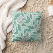 ティール(緑がかった色)ミントグレー抽象芸術三角形パターン クッション (ブランケット)
