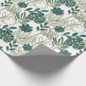 ティール（緑がかった色）ミントトロピカルモンステラ植物性リーフレーム ラッピングペーパー (角)